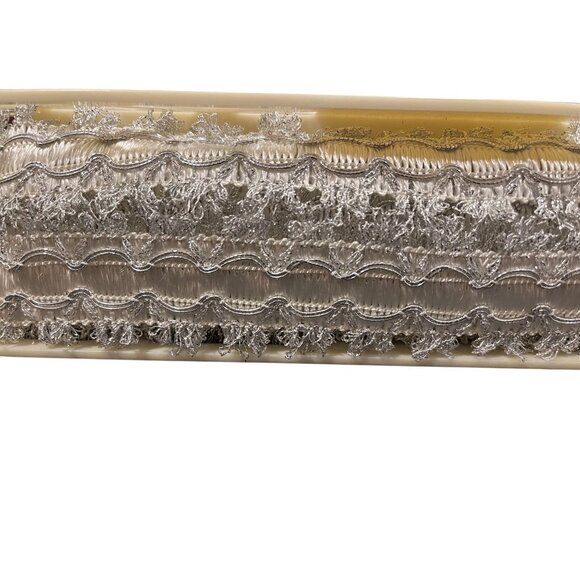 Vintage Sewing Trim Silver and White Lace-Like Pattern 10 Yards - Picture 1 of 5